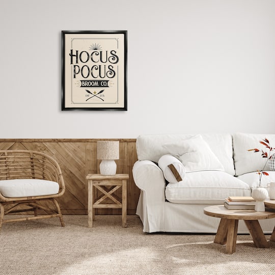 Stupell Industries Hocus Pocus Broom Co Sign Framed Floater Canvas Wall Art